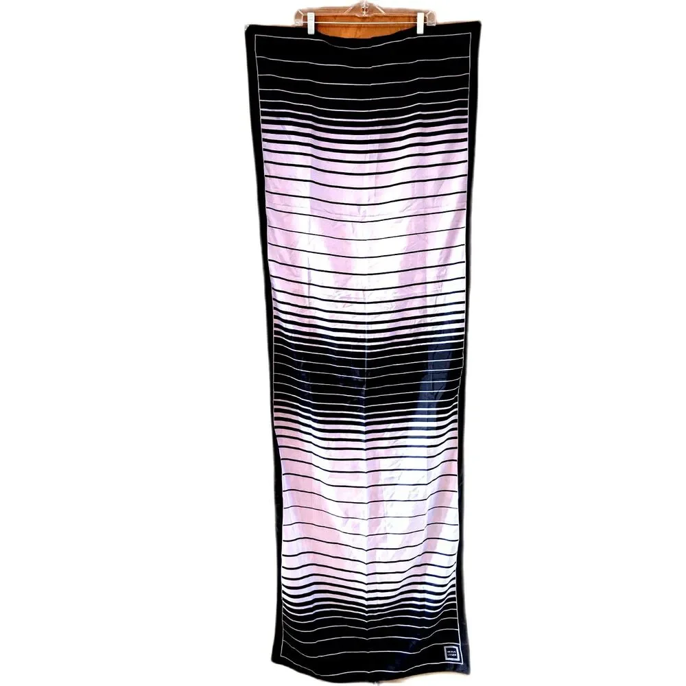 Herve Leger Silk Scarf Black Lavender Purple Stripe 70